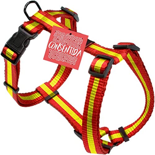 Kleines Hundegeschirr T1-20 - 40 x 1 cm - aus Nylon - Spanisches Flaggendesign - Größe S - sehr robust und bequem - Hundezubehör - Consentida von CONSENTIDA PET