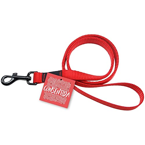 Consentida Hundeleine T1 – Größe S 120 x 1 cm – einfarbiger Druck – Rot – strapazierfähiges Gewebe aus Nylon – leicht zu befestigen – Hundezubehör von Consentida