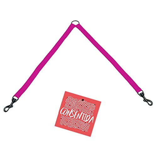 Consentida Basic Doppelleine für mittelgroße Hunde T2 - Größe M 45 x 2 cm - Fuchsia - Einfarbig Bedruckt - für 2 Hunde - Robustes Gewebe aus Nylon - Hundezubehör von Consentida