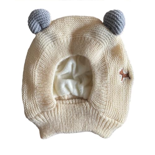 Hundehüte, Ohrenschutz, gestrickte Mütze, Haustierohrenschutz, warme Hundeohrabdeckung, Wintermütze, Schlauchschal für mittelgroße bis große Hunde, Katzen, Haustiere (Beige) von Coo2Sot