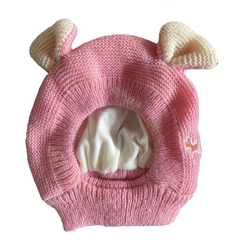 Hundehüte, Ohrenschutz, gestrickte Mütze, Haustierohrenschutz, warme Hundeohrabdeckung, Wintermütze, Schlauchschal für mittelgroße bis große Hunde, Katzen, Haustiere (Rosa) von Coo2Sot