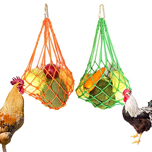 CooShou Huhn Gemüse String Bag Geflügel Obst Halter Huhn Kohl Feeder Leckerli Fütterung Werkzeug mit Haken für Hühner Hühnerstall Spielzeug für Henne Gans Ente von CooShou