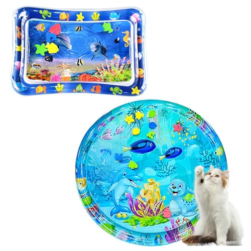 CooShou Interaktive Wassersensorische Spielmatte für Katzen, Sommer, weich, kühlend, aufblasbare Wasserspielmatte, quadratisch und zyklisch, kühlende Bettmatte, perfekt für Welpen, Katzen, von CooShou