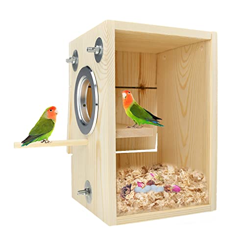 CooShou Vogelnestkasten Sittiche Zuchtnestkasten Vogelnest Haus Holz Acryl Transparent Zuchtkasten für Finken Lovebirds Nymphensittich Wellensittich Conure Papagei von CooShou