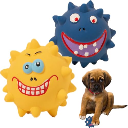 Coogime 2 Stück Hunde Ball, Hundespielzeug-Ball, langlebig, Gummi, hohe Sprungkraft, Spielzeugbälle für Hunde (Blau+gelb) von Coogime