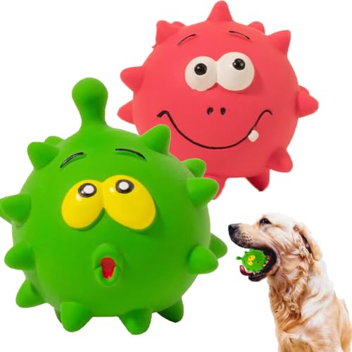 Coogime 2 Stück Hunde Ball, Hundespielzeug-Ball, langlebig, Gummi, hohe Sprungkraft, Spielzeugbälle für Hunde (Grün+rot) von Coogime