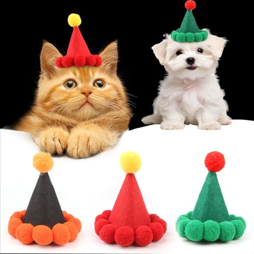 Coogime 3 Stück Katze Hund Hut für Weihnachten, Katze Kostüm Party Kopfbedeckung fürWelpen Haustier von Coogime