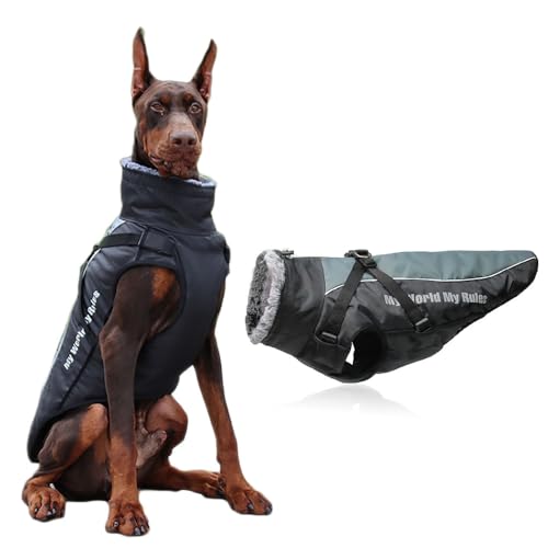 Coogime Hundejacke für mittelgröß und große Hunde, wasserdichte Hundemantel, Reflektierende Hunde Winterjacke, Hundebekleidung für Winter (XL-6XL) (schwarz, 2XL) von Coogime