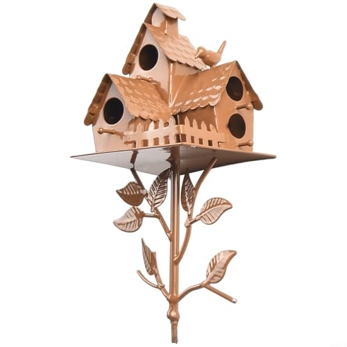 Vogelhaus-Pfahl aus Metall mit Stange, Vogelhaus-Halterung für den Außenbereich, Garten, Terrasse, Kunstdekoration (C) von CookiBlend