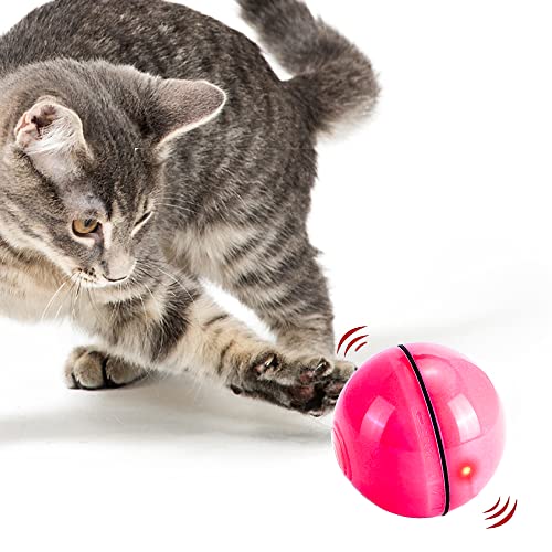 COOL PAWS Premium Interaktiver Katzenspielzeug Ball - Lustiges & Interaktives Katzenspielzeug für Indoor-Katzen | 360° selbstdrehender Ball mit LED-Licht für Katzen zur Stimulation des Jagdinstinkts | USB wiederaufladbares Spielzeug in Rosa von Cool Paws