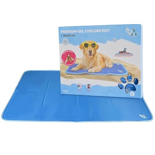 CoolPets Premium Kühlmatte Hund - 90 x 60 cm - Hundematte zum Kühlen - rutschfeste Matte - Nicht fließendes Kühlgel - Leicht zu reinigen - Kühlmatte für Lange Nutzung - Mit Citronella und Eukalyptus von CoolPets