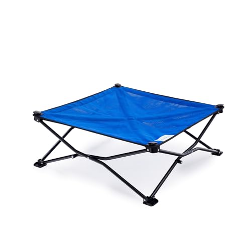 Coolaroo Kühlendes erhöhtes Hundebett für unterwegs, tragbar für Reisen und Camping, zusammenklappbar zur Aufbewahrung, Größe M, Aquatic Blue von Coolaroo