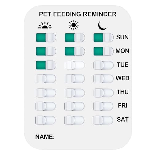 Coolrunner Pet Feeding Reminder Pet Feeding Reminder for Dogs Cats Pet Feed Reminder Magnetic or Double Sided Adhesive Prevent Overfeeding (A Pattern) von Coolrunner