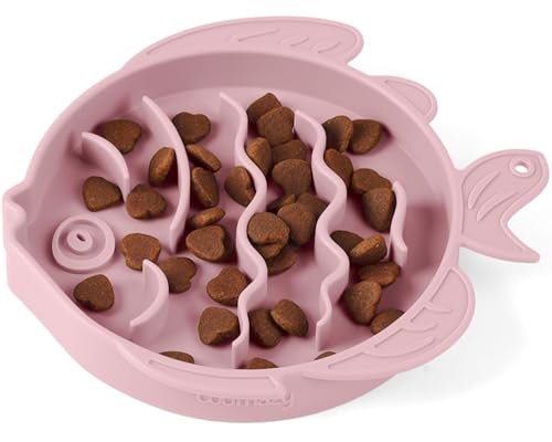 Coomazy 2 in 1 Silikon Slow Feeder Hund Katze Näpfe, Leckmatte Interaktives Puzzle Spielzeug für Haustiere Trocken/Nassfutter Training, hält Hunde Katzen beschäftigt, verhindert Puppy Kitty Überessen von Coomazy