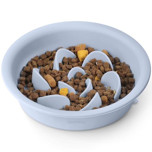 Coomazy Silikon Slow Feeder Hund Katze Näpfe, Interaktives Puzzle Spielzeug für Haustiere Futter Training, Hält Hunde Katzen Beschäftigt, Verhindert Puppy Kitty Überessen (Hellblau, 2 Tasse) von Coomazy