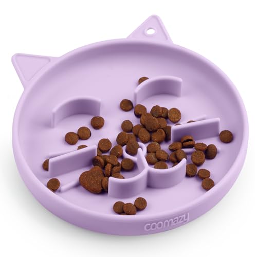 Coomazy Silikon Slow Feeder Hund Katze Näpfe, Interaktives Puzzle Spielzeug für Haustiere Trocken/Nassfutter Training, hält Hunde Katzen beschäftigt, verhindert Puppy Kitty Überessen (Lila, 0.8 Tasse) von Coomazy