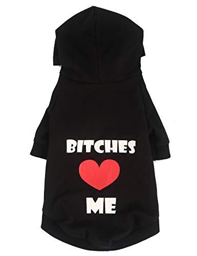 Coomour Dog Bitches Love Me Hoodies Haustier süße Kleidung Katze Welpe Lustige Baumwolle Shirt für Hunde Katzen T-Shirts (X-Large) von Coomour