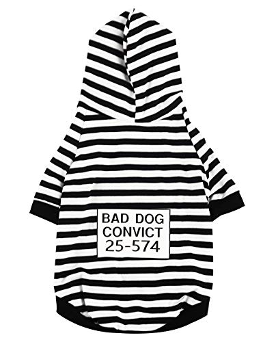 Coomour Halloween-Gefängnis-Kapuzenpullover, Haustier-Gefängnis-Pooch-Shirt, niedliche Katze, Welpen, Sträflingskostüm, Kleidung für Hunde und Katzen, Größe XXL von Coomour