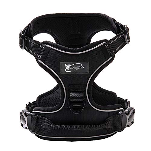 Copatchy Hundegeschirr No Pull Pet Harness Verstellbare Outdoor Weste 3M Reflektierendes Oxford Material Einfache Kontrolle für Alle Größen Hunde (Small, Schwarz) von Copatchy