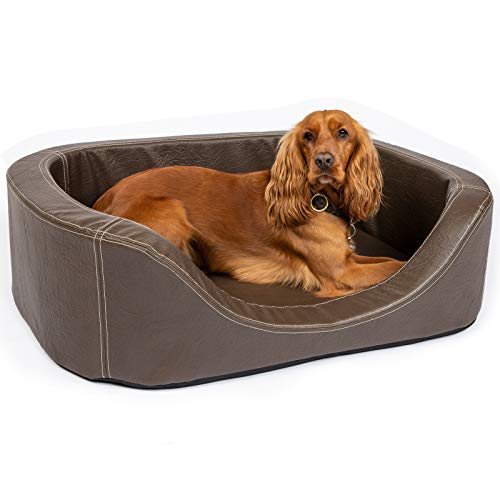 CopcoPet Hundebett Stella Kunstleder Antik Braun 100 x 80 x 10 cm von CopcoPet