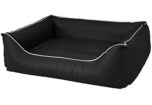 CopcoPet Rocco Orthopädisches Visco Hundebett Hundesofa Wendebett Kunstleder L/XL 100x80cm Schwarz von CopcoPet