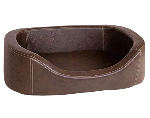 CopcoPet Hundebett Stella Kunstleder 80 x 60 x 8 cm Orthopädisch, Antik Braun von CopcoPet