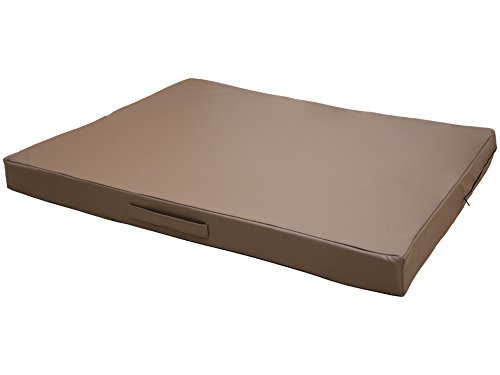 CopcoPet Hundematte Jumbo, 80 x 60 x 8cm, Mocca, abwaschbares Hundebett aus kratzfestem Kunstleder, orthopädisches Hundekissen mit Viscoschaumfüllung von CopcoPet