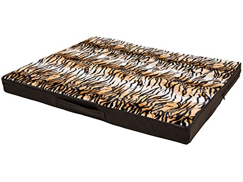 CopcoPet Hundematte Jumbo, 80 x 60 x 8cm, Tiger - Optik, abwaschbares Hundebett aus kratzfestem Kunstleder, orthopädisches Hundekissen mit Viscoschaumfüllung von CopcoPet