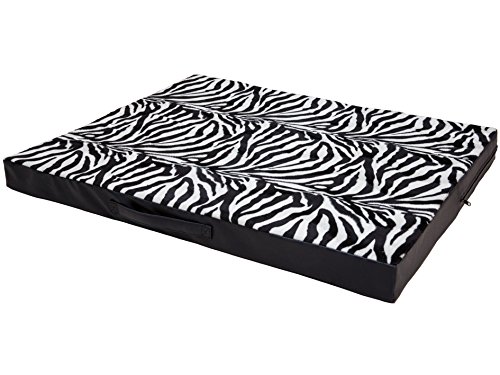 CopcoPet Hundematte Jumbo, 80 x 60 x 8cm, Zebra - Optik, abwaschbares Hundebett aus kratzfestem Kunstleder, orthopädisches Hundekissen mit Viscoschaumfüllung von CopcoPet