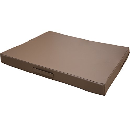 CopcoPet Hundematte Jumbo, 110 x 80 x 8cm, Mocca, abwaschbares Hundebett aus kratzfestem Kunstleder, orthopädisches Hundekissen mit Viscoschaumfüllung von CopcoPet