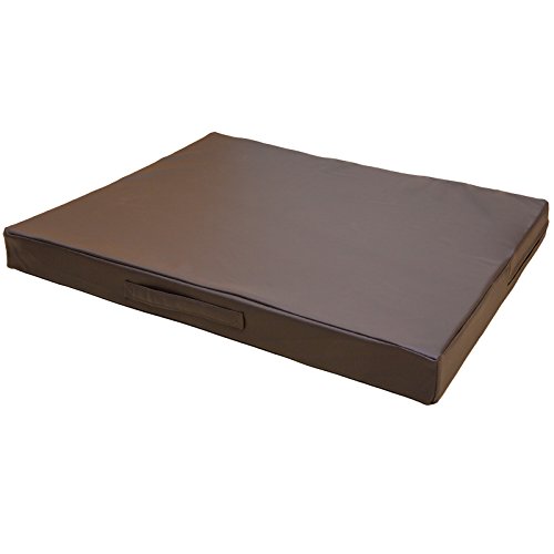 CopcoPet Hundematte Jumbo, 90 x 70 x 8cm, Braun, abwaschbares Hundebett aus kratzfestem Kunstleder, orthopädisches Hundekissen mit Viscoschaumfüllung von CopcoPet