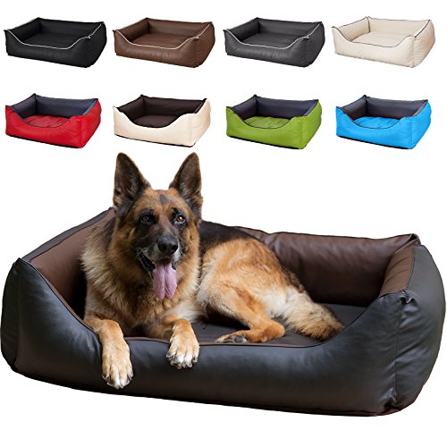 CopcoPet Rocco Orthopädisches Visco Hundebett Hundesofa Wendebett Kunstleder L/XL 100x80cm Schwarz Braun von CopcoPet