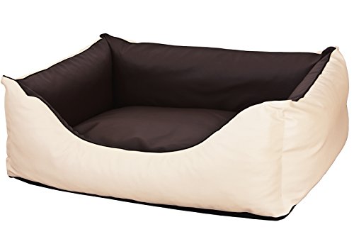 CopcoPet Rocco Orthopädisches Visco Hundebett Hundesofa Wendebett Kunstleder L/XL 100x80cm Braun Beige von CopcoPet