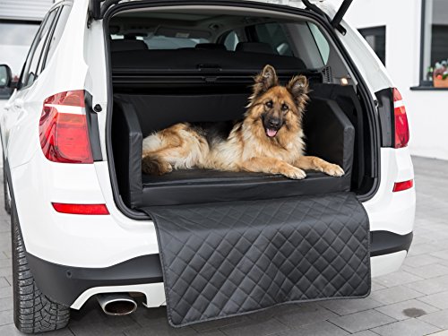 CopcoPet - Travel Bed Hundebett für Kofferraum 100x80 cm Kunstleder - Kofferraumschutz Hund wasserabweisend & Kratzfest - Hundebett Auto rutschfest & robust mit Schutzdecke - Reisebett Hund Schwarz von CopcoPet