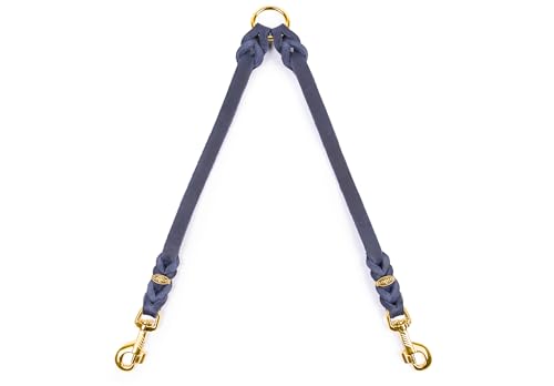 CopcoPet - Fettleder Koppel mit 2 Messing Karabinern, Marineblau, 30 cm x 10 mm von CopcoPet