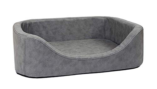 CopcoPet Hundebett Stella Kunstleder 80 x 60 x 8 cm Orthopädisch, Antik Grau von CopcoPet