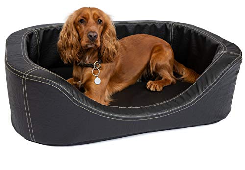 CopcoPet Hundebett Stella Kunstleder 100 x 80 x 10 cm Orthopädisch, Antik Schwarz von CopcoPet