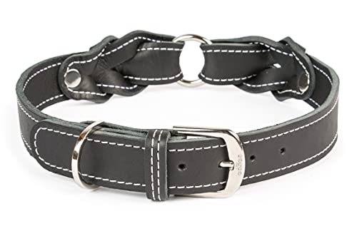 CopcoPet Hundehalsband Heidi aus Leder Schwarz mit Ziernaht Beschläge Verchromt 30 mm Breite 45-50 cm Halsumfang von CopcoPet