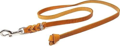 CopcoPet - Hundeleine Cognac aus Premium Rindsleder - Weiche Schleppleine für Hunde mit Chromkarabiner - Geflochtene Fettlederleine ohne Handschlaufe - Hunde Zubehör Made in Germany (15m x 10mm) von CopcoPet