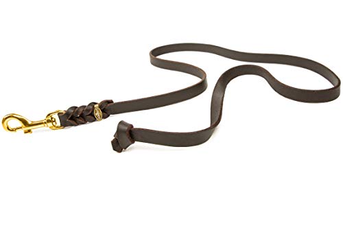 CopcoPet - Hundeleine Cognac aus Premium Rindsleder Weiche Schleppleine für Hunde mit Karabiner aus Messing - Geflochtene Fettlederleine ohne Handschlaufe - Hunde Zubehör Made in Germany (15m x 12mm) von CopcoPet