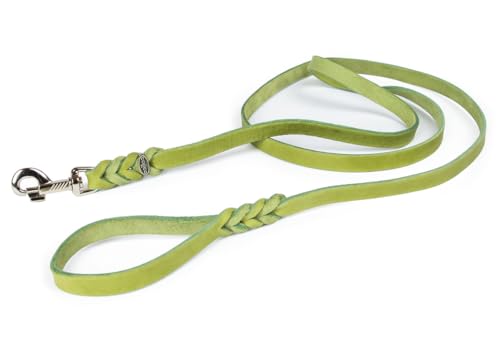 CopcoPet - Hundeleine Grün 1,35 m x 12 mm aus hochwertigem Rindsleder - Weiche Fettlederleine mit Chrom Karabiner - Geflochtene Führleine für Hunde - Hunde Zubehör 100% Handmade in Germany von CopcoPet