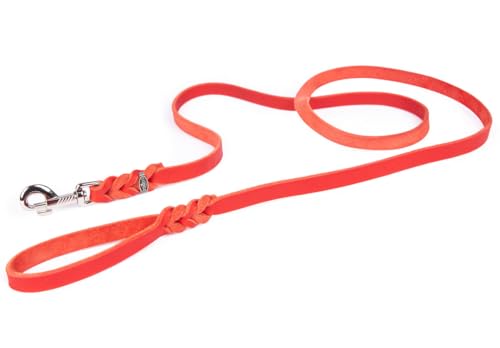 CopcoPet - Hundeleine Rot 1 m x 8 mm aus hochwertigem Rindsleder - Weiche Fettlederleine mit Chrom Karabiner - Geflochtene Führleine für Hunde - Hunde Zubehör 100% Handmade in Germany von CopcoPet