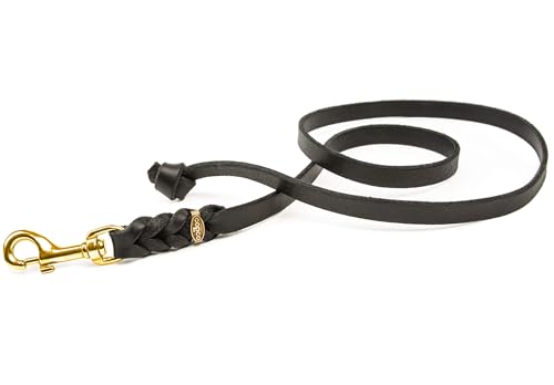 CopcoPet Hundeleine geflochten ohne Handschlaufe, Führleine ist aus robustem Fettleder mit Karabiner aus Messing, perfekt für große, mittlere und kleine Hunde, 2,20 m x 8 mm in Schwarz von CopcoPet