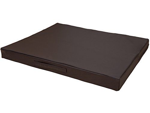 CopcoPet Hundematte Jumbo, 80 x 60 x 8cm, Dunkelbraun, abwaschbares Hundebett aus kratzfestem Kunstleder, orthopädisches Hundekissen mit Viscoschaumfüllung von CopcoPet