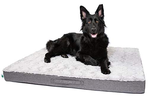 CopcoPet - Hundematte Lucky Hundematratze orthopädisch, rutschfest und waschbar, Hundebett kuschelig aus flauschigem Plüsch Fellimitat-Stoff Hundekissen Schlafplatz 100 x 80 x 10 cm Braun von CopcoPet