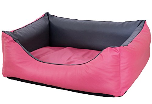 CopcoPet Rocco Hundebett Hundesofa Wendebett Kunstleder XXL 125x100cm Rosa Grau von CopcoPet