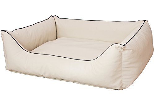 CopcoPet Rocco Orthopädisches Visco Hundebett Hundesofa Wendebett Kunstleder L/XL ca. 100 x 80 cm Orthopädisch Beige von CopcoPet