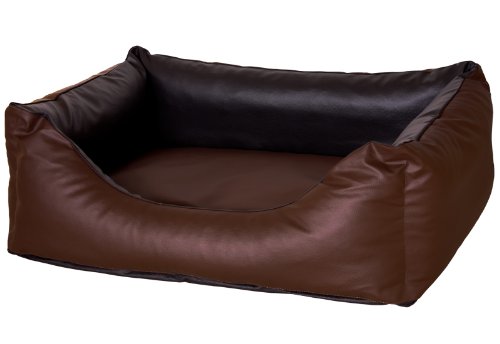 CopcoPet Rocco Orthopädisches Visco Hundebett Hundesofa Wendebett Kunstleder M 80x60cm Schwarz Braun von CopcoPet