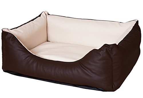 CopcoPet Rocco Hundebett Hundesofa Wendebett Kunstleder S 70x55cm Braun Beige von CopcoPet