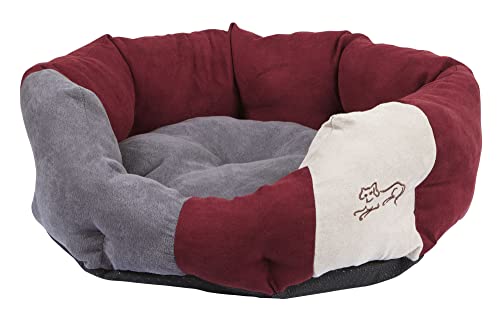 Coperani | Kuschelbett | Bourdeauxrot Anthrazit | 45 x 41 x 14 cm | mit Wendekissen | Polyester von Coperani LIEBLINGSSACHEN FÜR IHR TIER